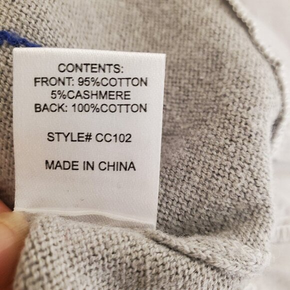 Peace of Cloth Argyle Sweater Cotton Cashmere Layered V neck Sweater Gray Sz M - Picture 5 of 5